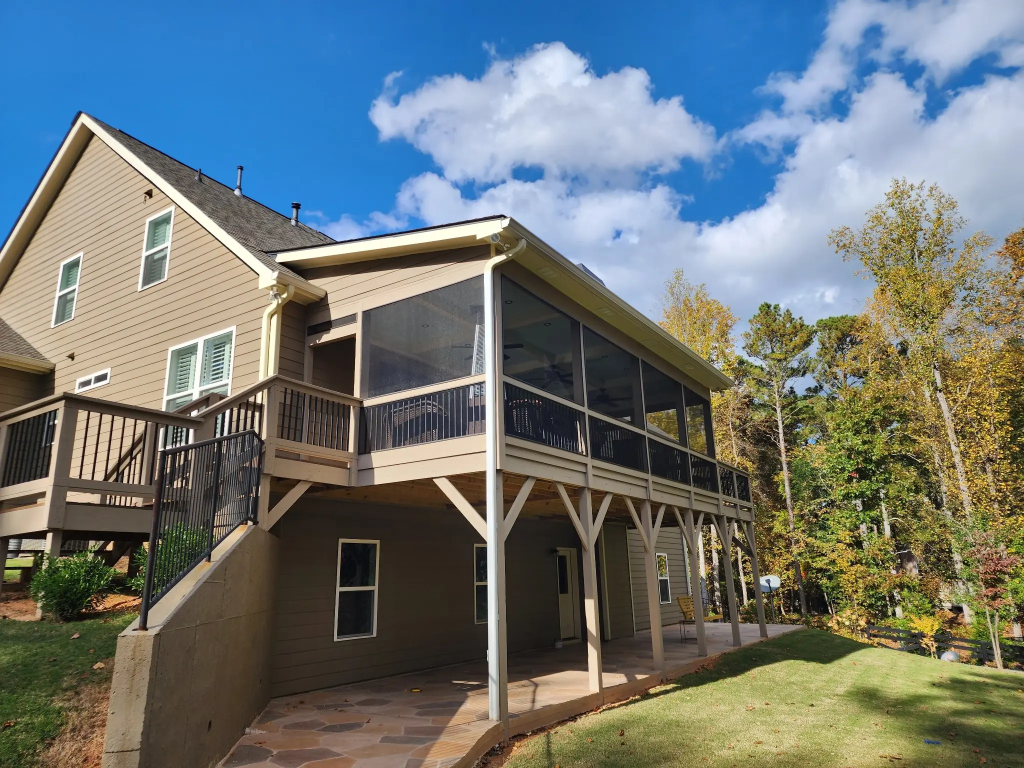 Alpharetta Screen Porch White Trim Second Story