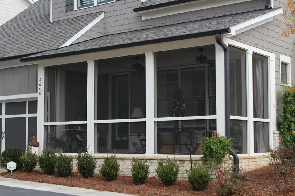 Screen Porch Installation in Roswell - Garage Adjacent White Trim